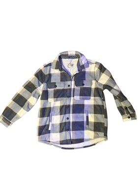 Natural Reflections Gray & Cream Plaid Shacket